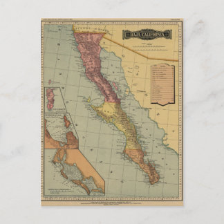 Postal Mapa de Antigüedades de Baja California
