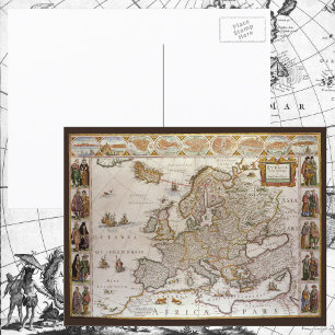 Postal Mapa de Antigüedades de Europa por Willem Jansz Bl