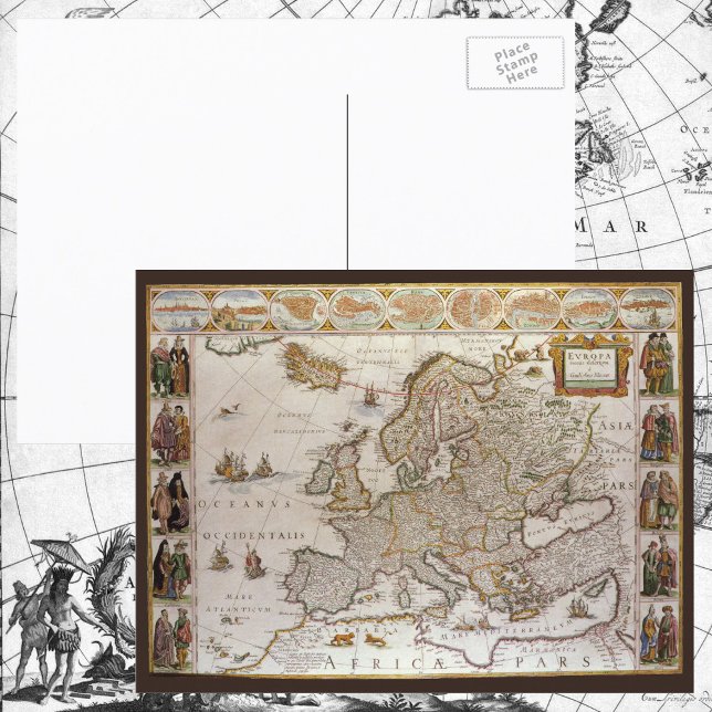 Postal Mapa de Antigüedades de Europa por Willem Jansz Bl (Subido por el creador)
