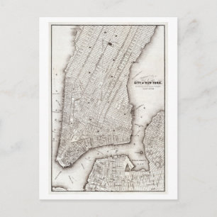 Postal Mapa de antigüedades de Manhattan, Nueva York, 185
