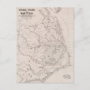 Postal Mapa de Antigüedades de Ocracoke Virginia 1867