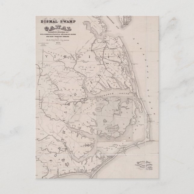 Postal Mapa de Antigüedades de Ocracoke Virginia 1867 (Anverso)