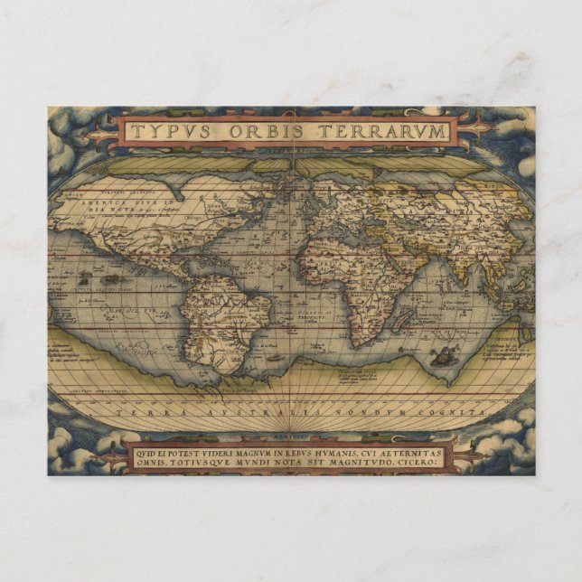 Postal Mapa de Antigüedades del Mundo (Anverso)
