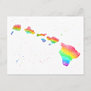 Postal Mapa de arco iris de las Islas Hawái