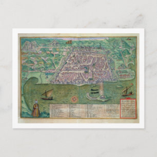 Postal Mapa de Argel, de 'Civitates Orbis Terrarum' por
