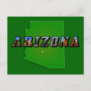 Postal Mapa de Arizona y texto de imagen