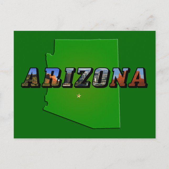 Postal Mapa de Arizona y texto de imagen (Anverso)