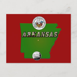 Postal Mapa de Arkansas, Sello y Barrio Faux Estatal