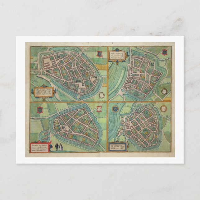 Postal Mapa de Arnhem, Velmo, Gelre y Ruerm, de 'Civi (Anverso)