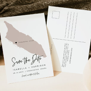 Postal Mapa de Aruba QUINN Save the Date *Corazón móvil!