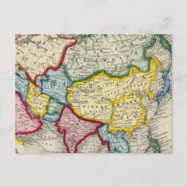 Postal Mapa De Asia (Anverso)