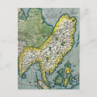 Postal Mapa de Asia a principios del siglo XVI