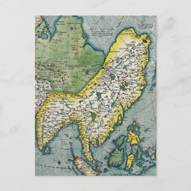 Postal Mapa de Asia a principios del siglo XVI (Anverso)