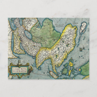 Postal Mapa de Asia a principios del siglo XVI
