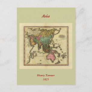Postal Mapa de Asia de 1825 por Henry Tanner