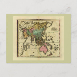 Postal Mapa de Asia de 1825 por Henry Tanner
