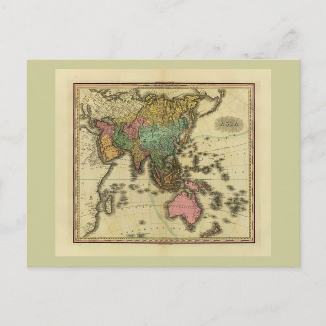 Postal Mapa de Asia de 1825 por Henry Tanner (Anverso)