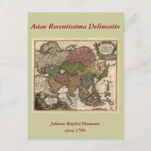 Postal Mapa de Asia de los años 1700