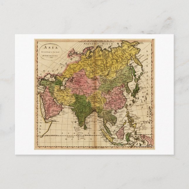 Postal Mapa de Asia PanorámicaAsia 3 (Anverso)