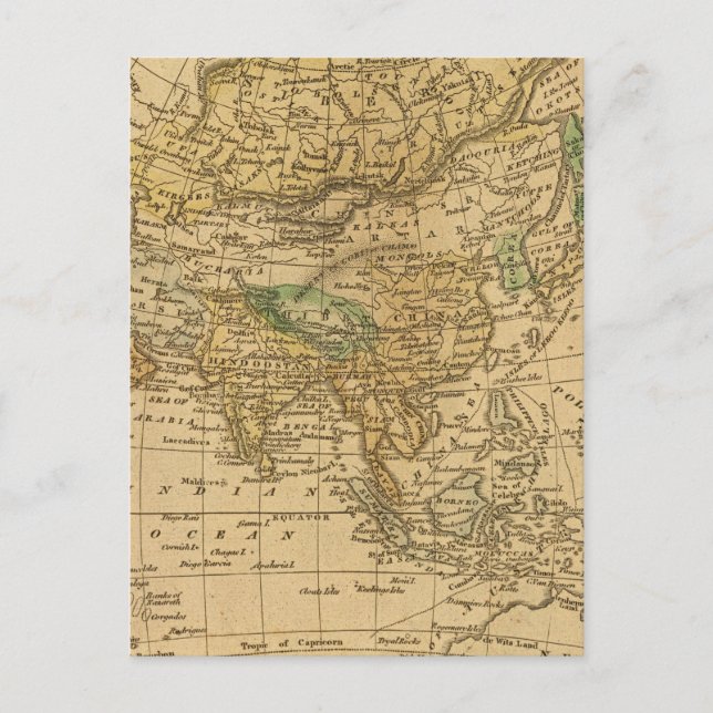 Postal Mapa de Asia por Worcester (Anverso)