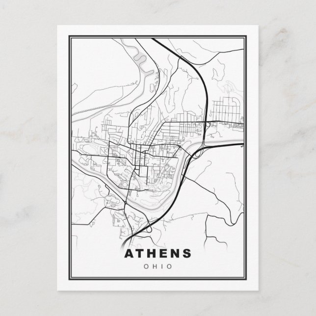 Postal Mapa de Atenas (Anverso)