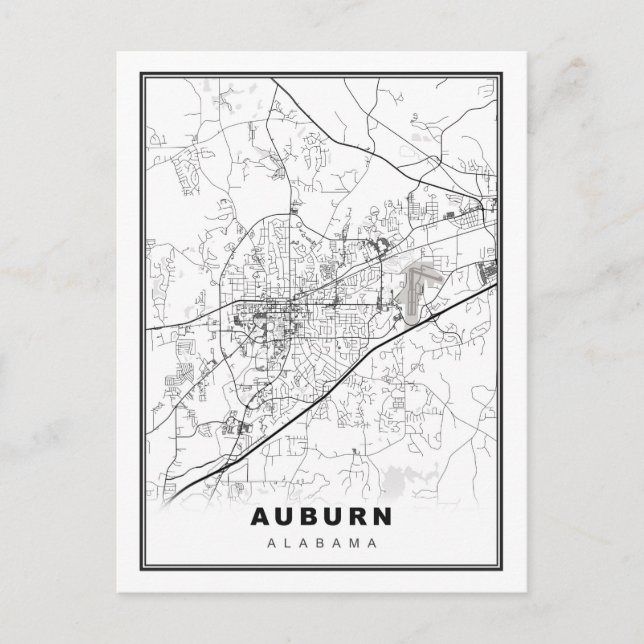 Postal Mapa de auburn (Anverso)