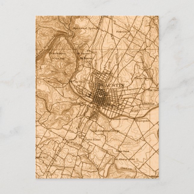 Postal Mapa de Austin Vintage (Anverso)