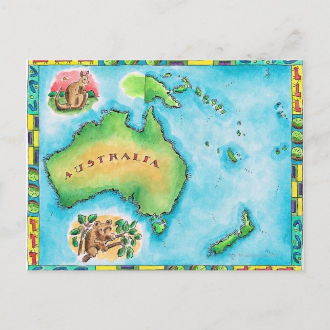 Postal Mapa de Australia (Anverso)