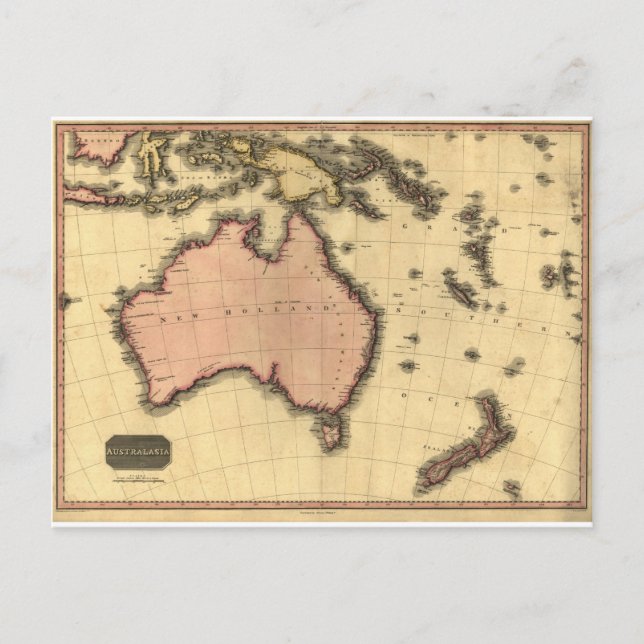 Postal Mapa de Australia 1818 - Australia, Nueva Zelanda (Anverso)