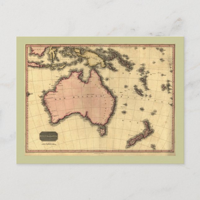 Postal Mapa de Australia 1818 - Australia, Nueva Zelanda (Anverso)