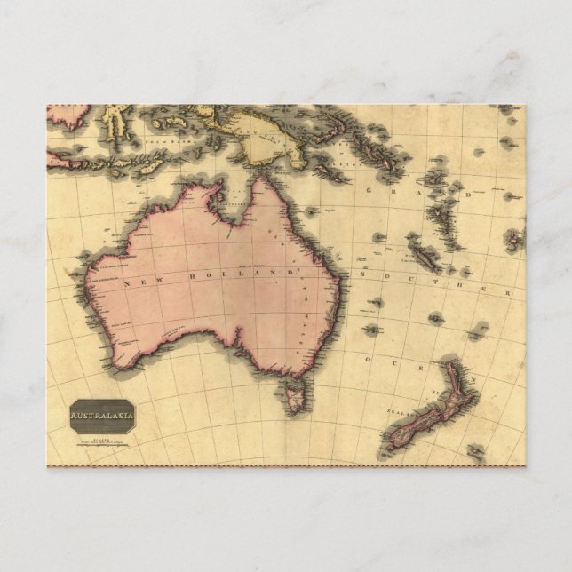 Postal Mapa de Australia 1818 - Australia, Nueva Zelanda (Anverso)
