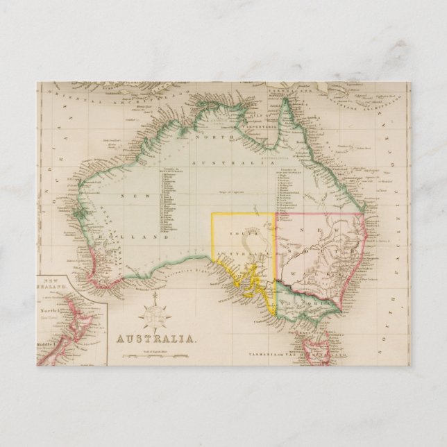 Postal Mapa de Australia y Nueva Zelanda (Anverso)
