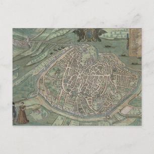 Postal Mapa de Aviñón, de 'Civitates Orbis Terrarum' por