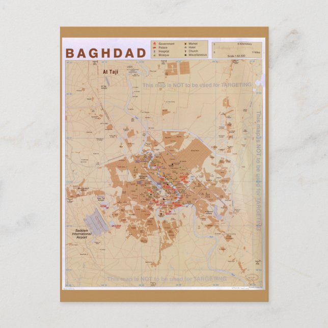 Postal Mapa de Bagdad, Iraq (2003) (Anverso)