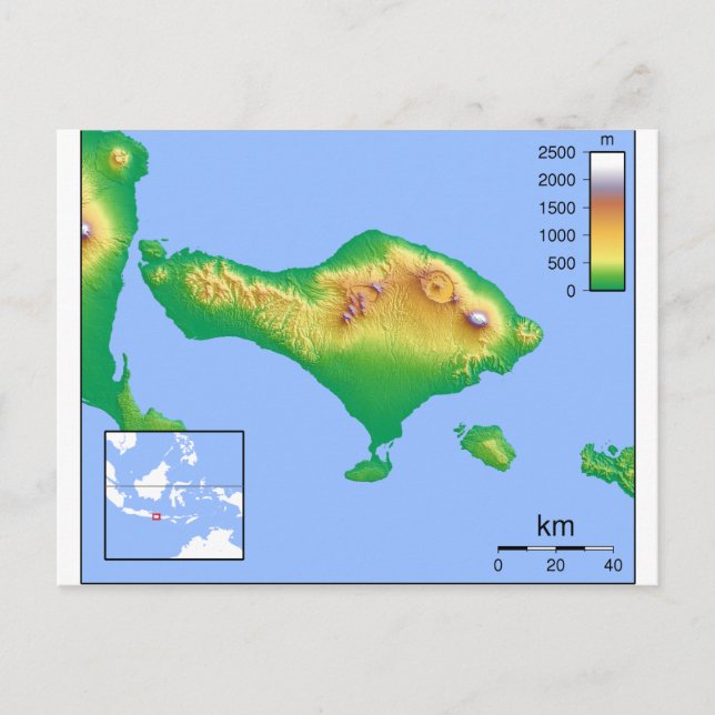 Postal Mapa de Bali (Anverso)