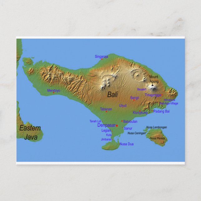 Postal Mapa de Bali Holliday (Anverso)