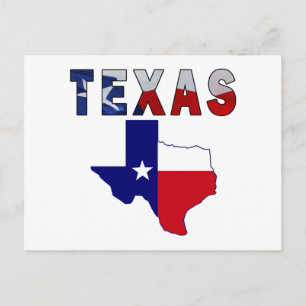 Postal Mapa de bandera con Texas