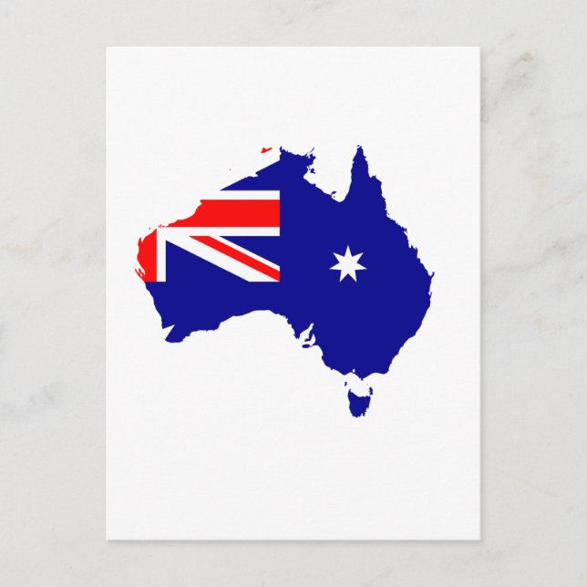Postal Mapa de bandera de Australia (Anverso)
