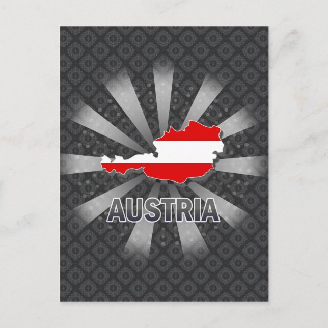 Postal Mapa de bandera de Austria 2.0 (Anverso)