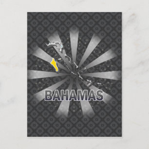 Postal Mapa de bandera de Bahamas 2.0