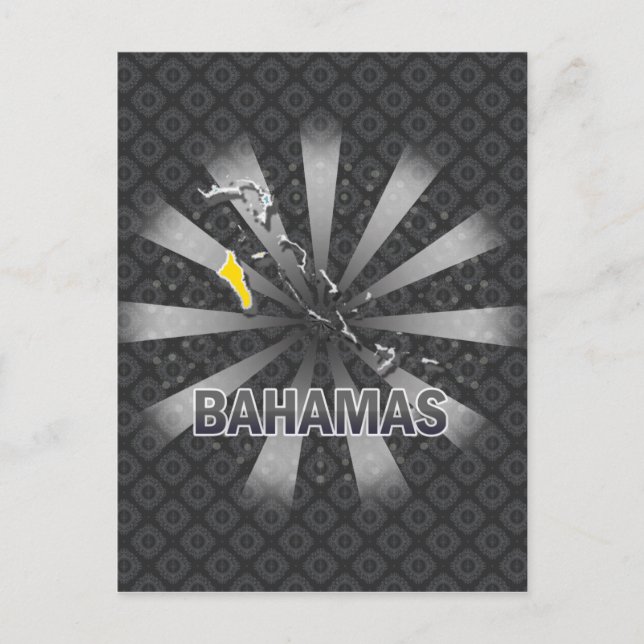 Postal Mapa de bandera de Bahamas 2.0 (Anverso)