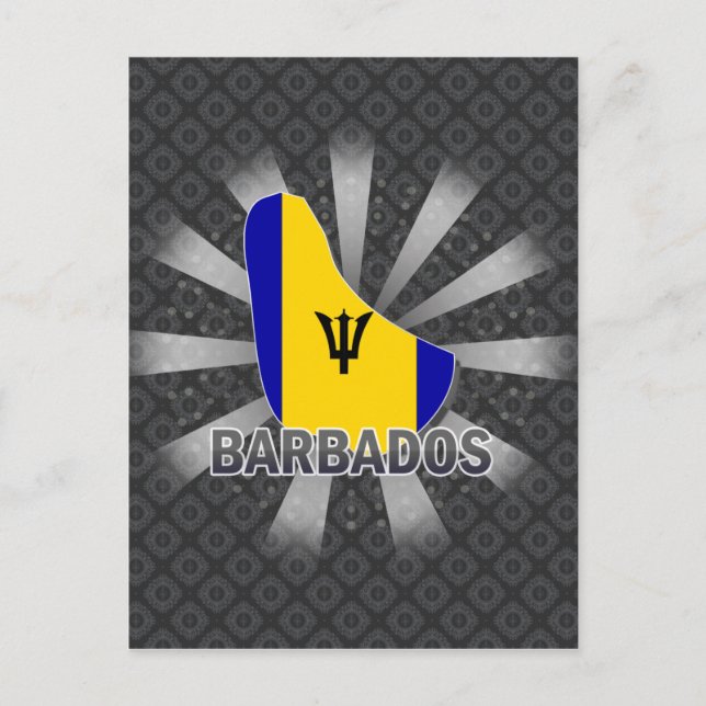 Postal Mapa de bandera de Barbados 2.0 (Anverso)