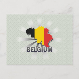 Postal Mapa de bandera de Bélgica 2.0