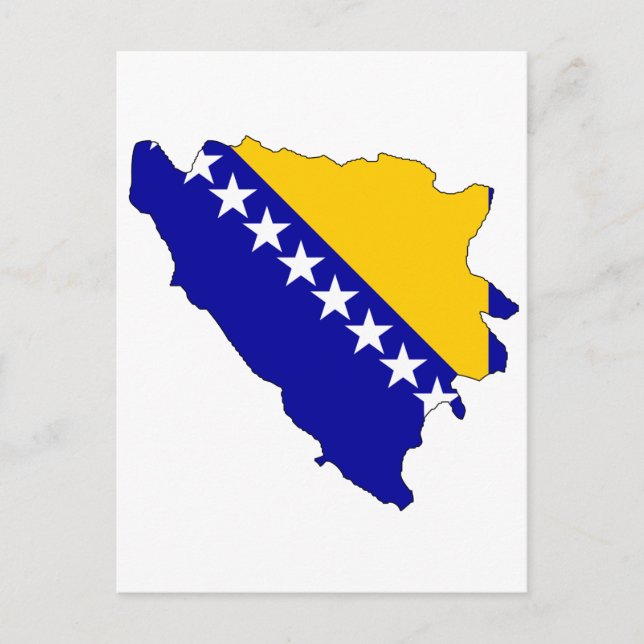 Postal Mapa de bandera de Bosnia y Herzegovina (Anverso)