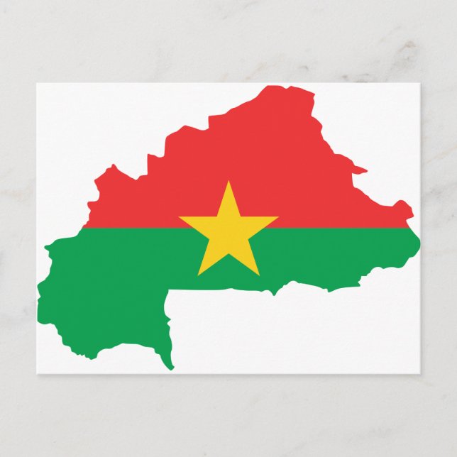 Postal Mapa de bandera de Burkina Faso BF (Anverso)