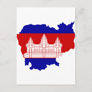 Postal Mapa de bandera de Camboya KH