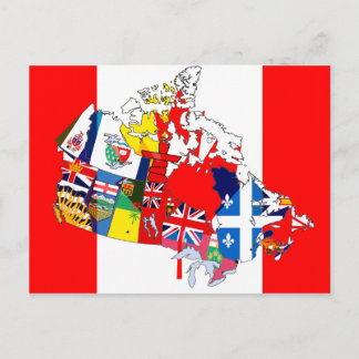 Postal Mapa de bandera de Canadá