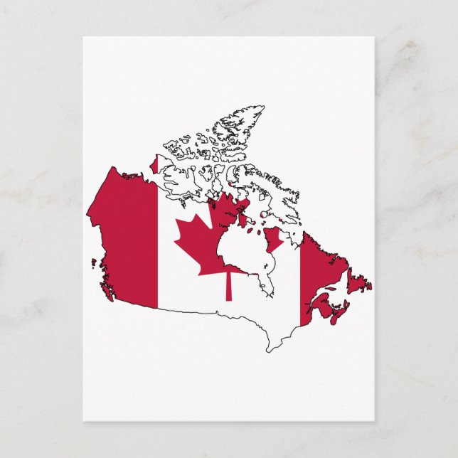 Postal Mapa de bandera de Canadá (Anverso)
