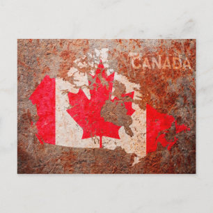 Postal Mapa de bandera de Canadá