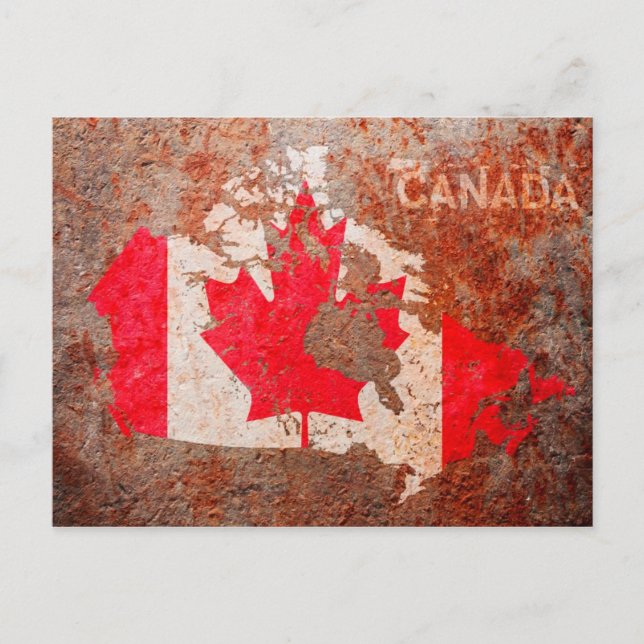 Postal Mapa de bandera de Canadá (Anverso)